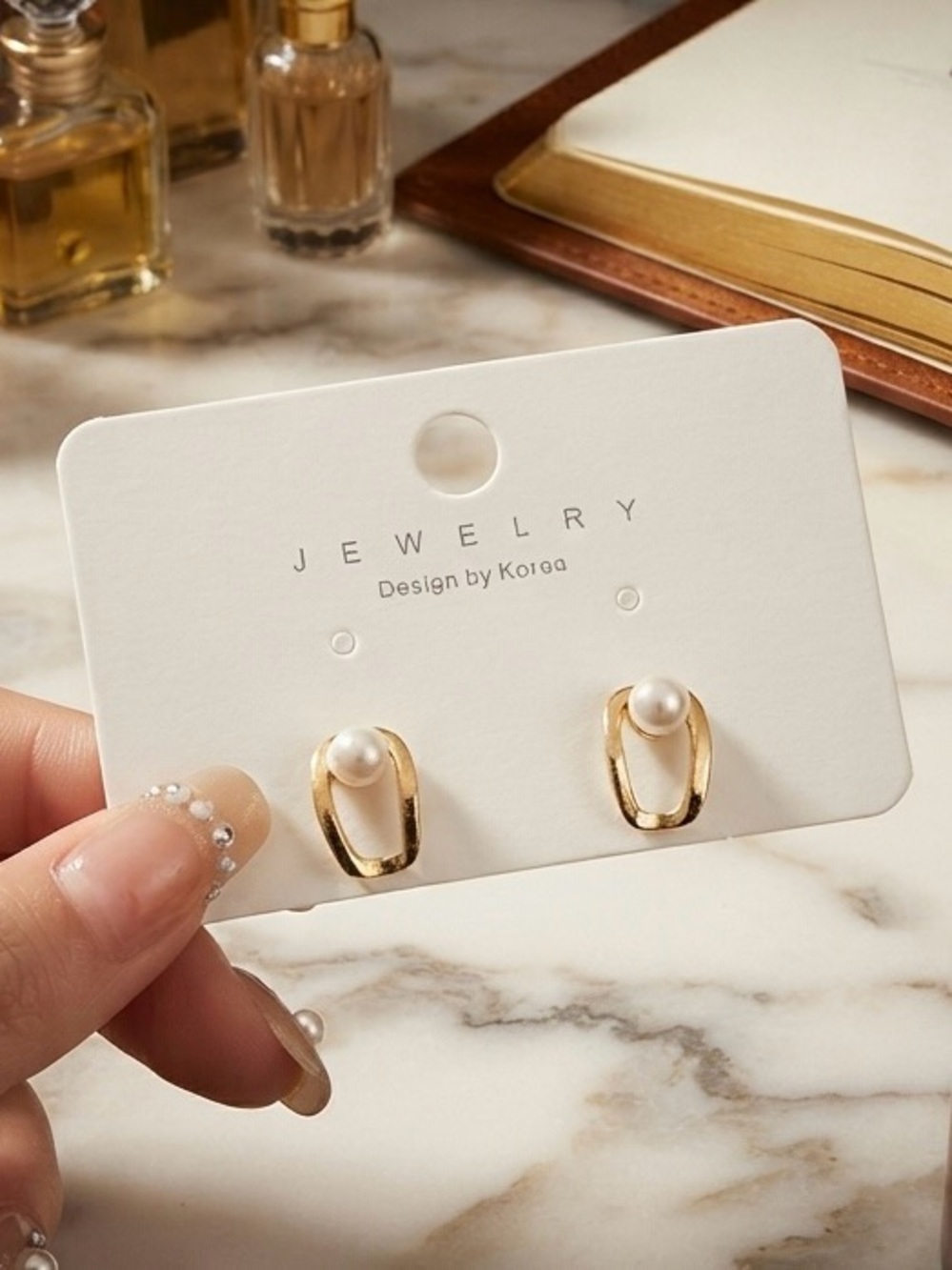 Gold Pearl Loop Stud Earrings -women’s jewelry. 3 for $10.NWT